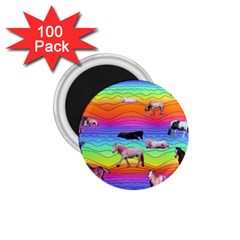 Horses In Rainbow 1 75  Magnets (100 Pack) 