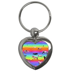 Horses In Rainbow Key Chains (heart)  by CosmicEsoteric