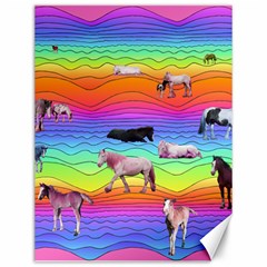 Horses In Rainbow Canvas 12  X 16   by CosmicEsoteric