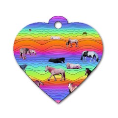 Horses In Rainbow Dog Tag Heart (one Side)