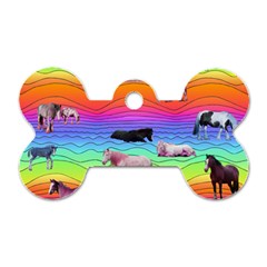 Horses In Rainbow Dog Tag Bone (two Sides) by CosmicEsoteric