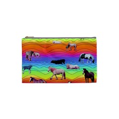 Horses In Rainbow Cosmetic Bag (small) 