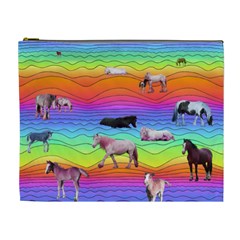 Horses In Rainbow Cosmetic Bag (xl) by CosmicEsoteric