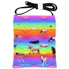 Horses In Rainbow Shoulder Sling Bags by CosmicEsoteric