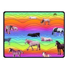 Horses In Rainbow Fleece Blanket (small) by CosmicEsoteric