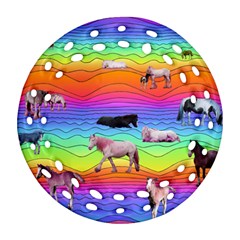 Horses In Rainbow Ornament (round Filigree)