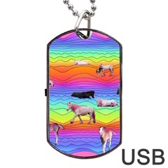 Horses In Rainbow Dog Tag Usb Flash (two Sides) by CosmicEsoteric