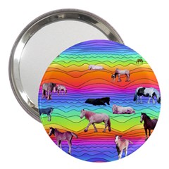 Horses In Rainbow 3  Handbag Mirrors