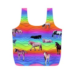 Horses In Rainbow Full Print Recycle Bags (m)  by CosmicEsoteric