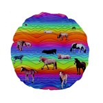 Horses in Rainbow Standard 15  Premium Flano Round Cushions Front