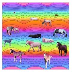 Horses In Rainbow Large Satin Scarf (square) by CosmicEsoteric