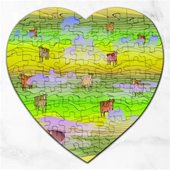 Cows And Clouds In The Green Fields Jigsaw Puzzle (heart)