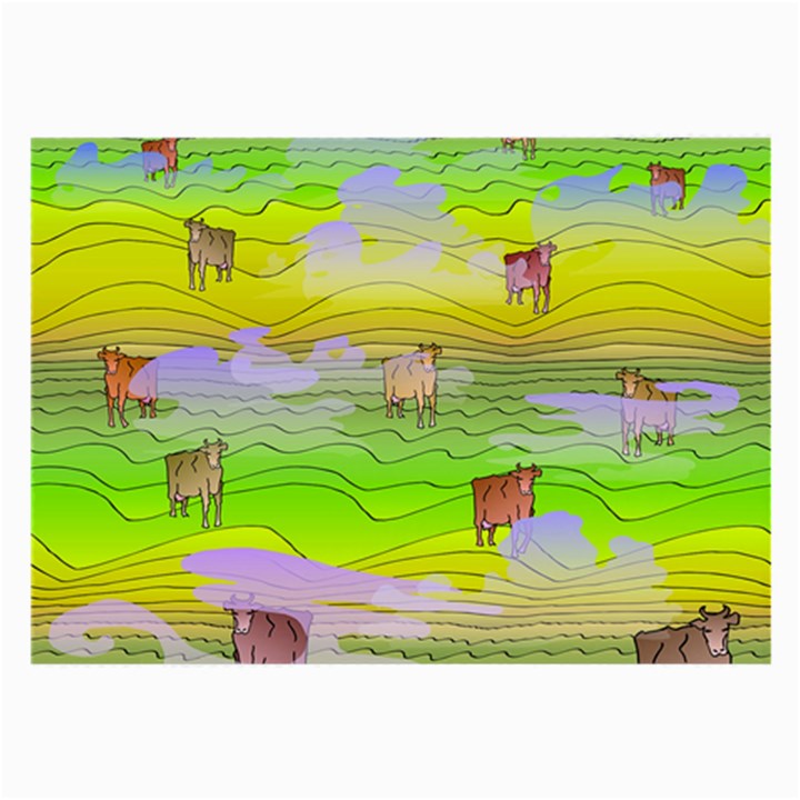 Cows and Clouds in the Green Fields Large Glasses Cloth (2-Side)