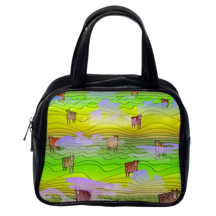 Cows and Clouds in the Green Fields Classic Handbags (One Side)