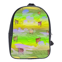 Cows And Clouds In The Green Fields School Bag (large) by CosmicEsoteric