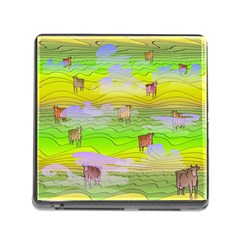 Cows and Clouds in the Green Fields Memory Card Reader (Square)