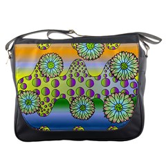 Amoeba Flowers Messenger Bags by CosmicEsoteric