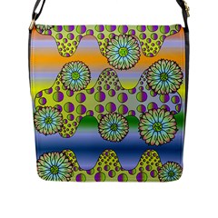 Amoeba Flowers Flap Messenger Bag (l)  by CosmicEsoteric