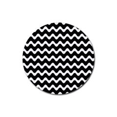 Wave Pattern Wavy Halftone Rubber Coaster (round)  by Celenk