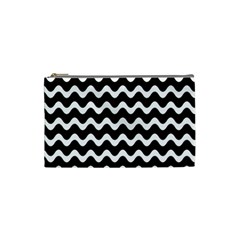 Wave Pattern Wavy Halftone Cosmetic Bag (small)  by Celenk