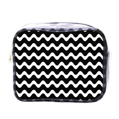 Wave Pattern Wavy Halftone Mini Toiletries Bags by Celenk