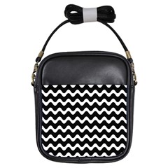 Wave Pattern Wavy Halftone Girls Sling Bags by Celenk