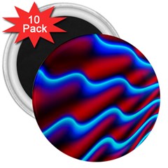 Wave Pattern Background Curve 3  Magnets (10 Pack)  by Celenk