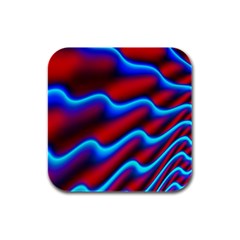 Wave Pattern Background Curve Rubber Square Coaster (4 Pack)  by Celenk