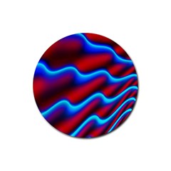 Wave Pattern Background Curve Rubber Round Coaster (4 Pack)  by Celenk