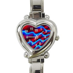 Wave Pattern Background Curve Heart Italian Charm Watch by Celenk