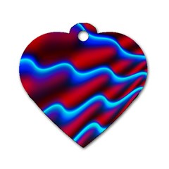 Wave Pattern Background Curve Dog Tag Heart (two Sides) by Celenk