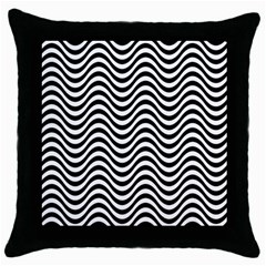 Wave Pattern Wavy Water Seamless Throw Pillow Case (black) by Celenk