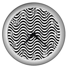 Wave Pattern Wavy Water Seamless Wall Clocks (Silver) 