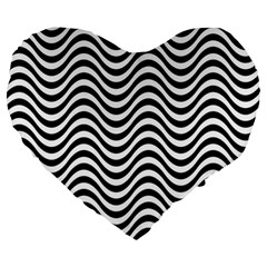 Wave Pattern Wavy Water Seamless Large 19  Premium Heart Shape Cushions