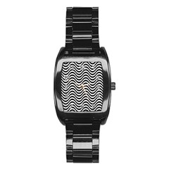 Wave Pattern Wavy Water Seamless Stainless Steel Barrel Watch by Celenk