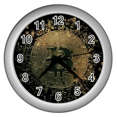 Bitcoin Cryptocurrency Blockchain Wall Clocks (silver)  by Celenk