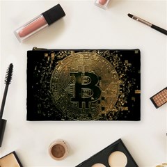 Bitcoin Cryptocurrency Blockchain Cosmetic Bag (medium)  by Celenk