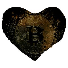 Bitcoin Cryptocurrency Blockchain Large 19  Premium Heart Shape Cushions