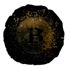 Bitcoin Cryptocurrency Blockchain Large 18  Premium Flano Round Cushions by Celenk