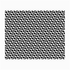 White Line Wave Black Pattern Small Glasses Cloth (2-side) by Celenk