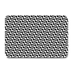 White Line Wave Black Pattern Plate Mats by Celenk