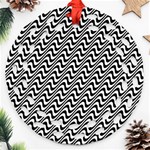 White Line Wave Black Pattern Ornament (Round Filigree) Front