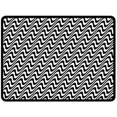 White Line Wave Black Pattern Double Sided Fleece Blanket (large)  by Celenk