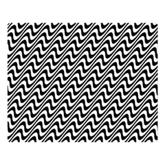 White Line Wave Black Pattern Double Sided Flano Blanket (large)  by Celenk