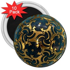 Sphere Orb Decoration 3d 3  Magnets (10 Pack)  by Celenk