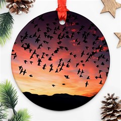 Sunset Dusk Silhouette Sky Birds Ornament (round) by Celenk