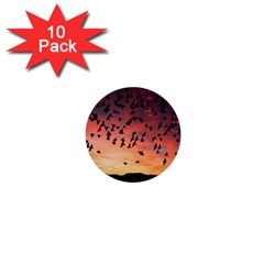 Sunset Dusk Silhouette Sky Birds 1  Mini Buttons (10 Pack)  by Celenk