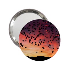 Sunset Dusk Silhouette Sky Birds 2 25  Handbag Mirrors by Celenk