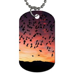 Sunset Dusk Silhouette Sky Birds Dog Tag (one Side) by Celenk