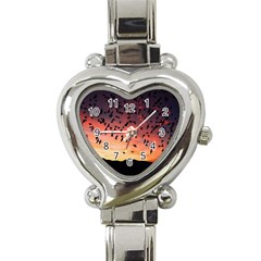 Sunset Dusk Silhouette Sky Birds Heart Italian Charm Watch by Celenk